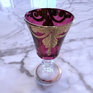 Elegant red and Gold Wine glass set of 5